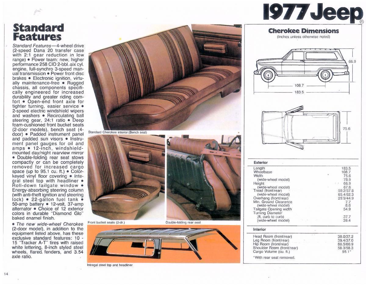 1977 Jeep Cherokee standard features